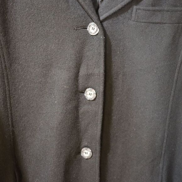 J. Jill Black Pea Coat with Collared Neckline Wool Cashmere Angora LG - Picture 3 of 12